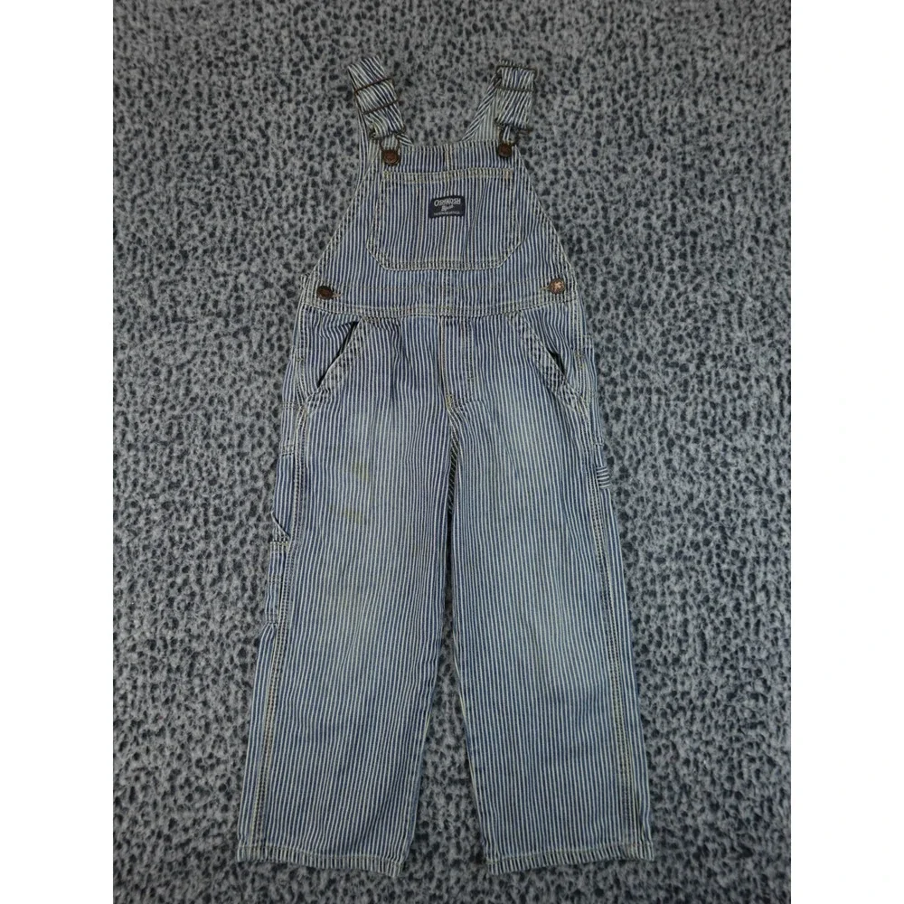 OshKosh Bgosh Hickory Stripe Denim Overalls Kids Blue White Vestbak Carpenter